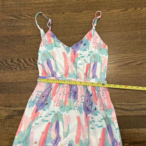 FRNCH Pink & Purple Pastel Color Adjustable Spaghetti Strap Bow in Back Sundress - Picture 11 of 13